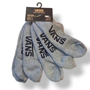 Vans Unisex Classic Super No Show Socks 3 Pairs, Gray (Vans Logo), Size M 6.5-9